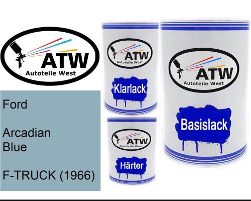 Ford, Arcadian Blue, F-TRUCK (1966): 500ml Lackdose + 500ml Klarlack + 250ml Härter - Set, von ATW Autoteile West.